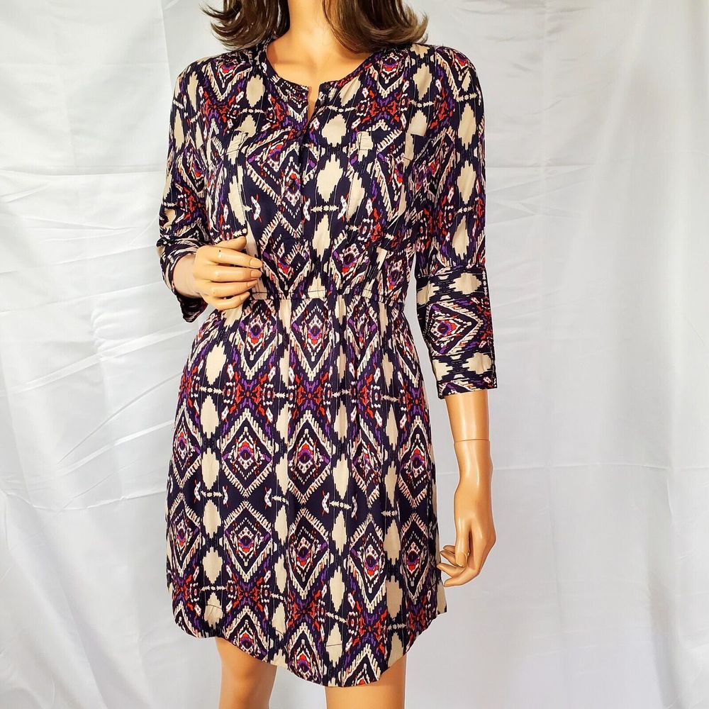 Holding Horses Anthropology Women's Purple Multicolor Western Shirt Dress Small
